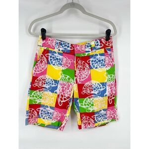 Lilly Pulitzer Rolling Turtle Bright Patchwork Resort Fit Shorts Womens Size 4